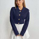 Moosta cardigan casual de manga larga de hombros caidos y unicolor para el trayecto, para otono/invierno