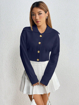 Moosta cardigan casual de manga larga de hombros caidos y unicolor para el trayecto, para otono/invierno