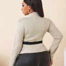 Bamgleam cardigan de mujer con cuello alto, decoracion de boton metalico, ribete de volantes y lazo, manga larga, para otono/invierno