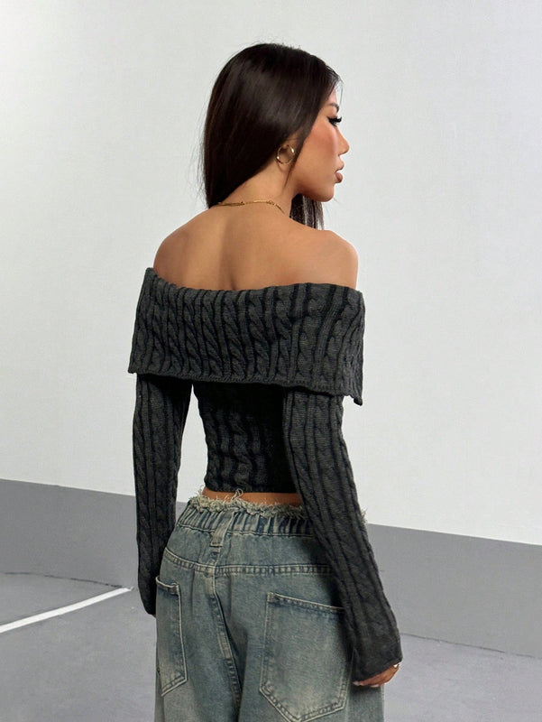 Hypezone cardigan de mujer con cuello vuelto, hombros descubiertos, cremallera y botones, de manga larga para otono/invierno
