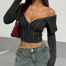 Hypezone cardigan de mujer con cuello vuelto, hombros descubiertos, cremallera y botones, de manga larga para otono/invierno