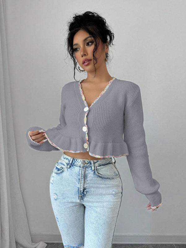 Raffinea blusa casual de manga larga con botones de unicolor, para uso diario