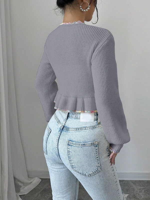 Raffinea blusa casual de manga larga con botones de unicolor, para uso diario