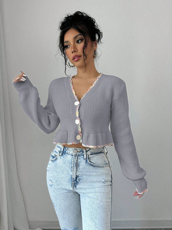 Raffinea blusa casual de manga larga con botones de unicolor, para uso diario