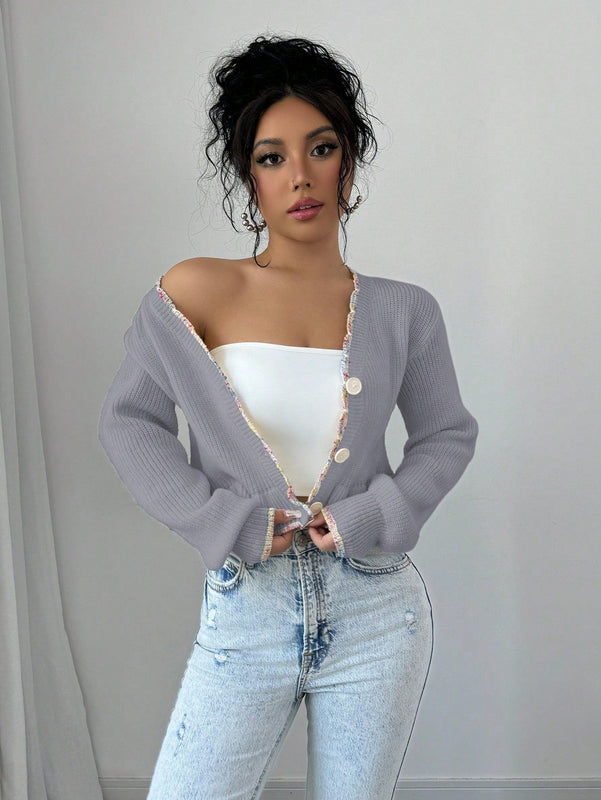 Raffinea blusa casual de manga larga con botones de unicolor, para uso diario
