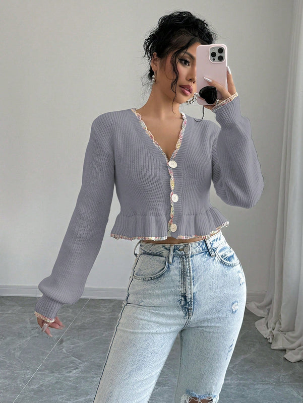 Raffinea blusa casual de manga larga con botones de unicolor, para uso diario