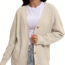 Outball sueter de cardigan con cuello en v oversize para mujer, atuendos de otono, prenda de vestir de moda de punto con botones delanteros, tops casuales y de tendencia