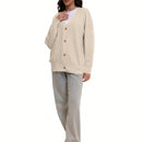 Outball sueter de cardigan con cuello en v oversize para mujer, atuendos de otono, prenda de vestir de moda de punto con botones delanteros, tops casuales y de tendencia
