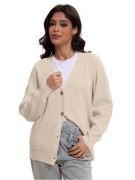 Outball sueter de cardigan con cuello en v oversize para mujer, atuendos de otono, prenda de vestir de moda de punto con botones delanteros, tops casuales y de tendencia