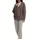 Outball sueter de cardigan con cuello en v oversize para mujer, atuendos de otono, prenda de vestir de moda de punto con botones delanteros, tops casuales y de tendencia