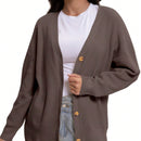 Outball sueter de cardigan con cuello en v oversize para mujer, atuendos de otono, prenda de vestir de moda de punto con botones delanteros, tops casuales y de tendencia