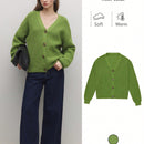 Bizwear cardigan verde tejido, forrado de polar, manga larga, abierto por delante, conjunto de fiesta navidena para mujer, ropa de oficina para otono/invierno