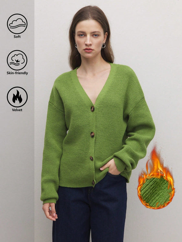 Bizwear cardigan verde tejido, forrado de polar, manga larga, abierto por delante, conjunto de fiesta navidena para mujer, ropa de oficina para otono/invierno