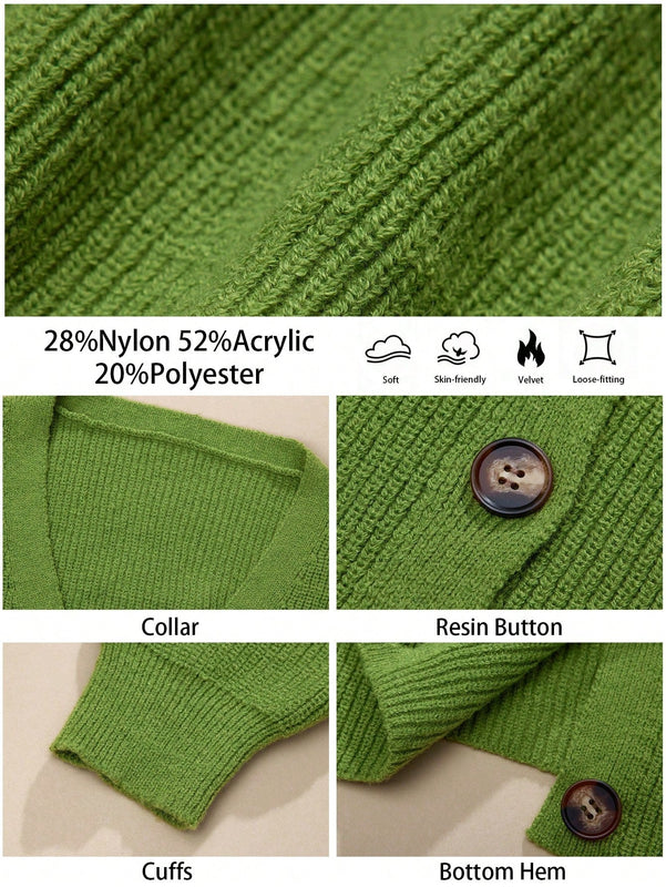 Bizwear cardigan verde tejido, forrado de polar, manga larga, abierto por delante, conjunto de fiesta navidena para mujer, ropa de oficina para otono/invierno