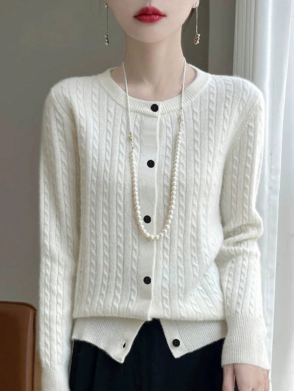 Essnce cardigan suelto y casual de mujer de un solo abotonado, de color liso, manga larga, para otono/invierno