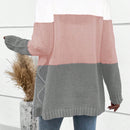 Lune cardigan con parches de colores contrastantes, informal y de moda para uso diario