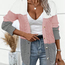 Lune cardigan con parches de colores contrastantes, informal y de moda para uso diario