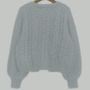 Moosta cardigan informal de manga de globo con nudo delantero de unicolor para otono/invierno