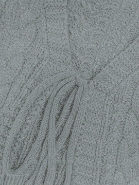 Moosta cardigan informal de manga de globo con nudo delantero de unicolor para otono/invierno