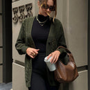 Eurmuse cardigan verde con trenzado, moda sencilla, uso diario y casual