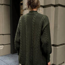 Eurmuse cardigan verde con trenzado, moda sencilla, uso diario y casual