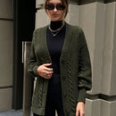 Eurmuse cardigan verde con trenzado, moda sencilla, uso diario y casual