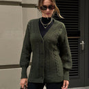 Eurmuse cardigan verde con trenzado, moda sencilla, uso diario y casual