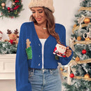 Essnce cardigan de manga larga con grafico de hombre de jengibre minimalista y casual para mujer, navidad