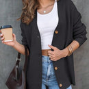 Outball cardigan de punto de gran tamano con abertura frontal y botones para mujer, top de moda de gran tamano