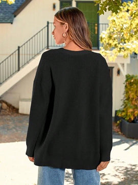 Outball cardigan de punto grande y amplio con botones delanteros abiertos, una prenda de moda para mujer
