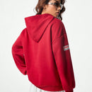 Coolane sudadera casual con capucha negra minimalista con estampado de letras para mujer