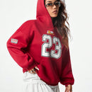 Coolane sudadera con capucha estilo deportivo de mujer con graficos impresos con numeros para otono