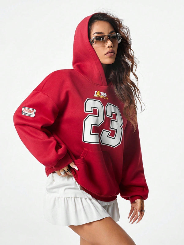 Coolane sudadera casual con capucha negra minimalista con estampado de letras para mujer