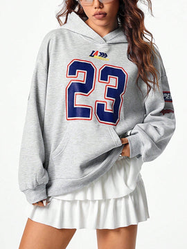 Coolane sudadera con capucha estilo deportivo de mujer con graficos impresos con numeros para otono