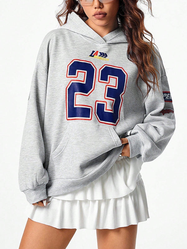 Coolane sudadera casual con capucha negra minimalista con estampado de letras para mujer