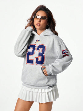 Coolane sudadera con capucha estilo deportivo de mujer con graficos impresos con numeros para otono