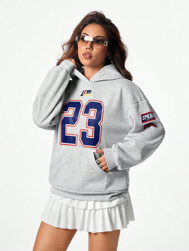 Coolane sudadera con capucha estilo deportivo de mujer con graficos impresos con numeros para otono
