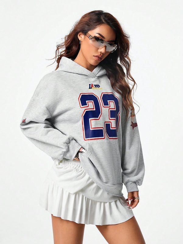 Coolane sudadera casual con capucha negra minimalista con estampado de letras para mujer