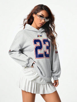 Coolane sudadera con capucha estilo deportivo de mujer con graficos impresos con numeros para otono