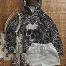 Ezwear sudadera holgada con capucha de felpa gruesa con estampado minimalista casual de leopardo y estrella en blanco para mujeres