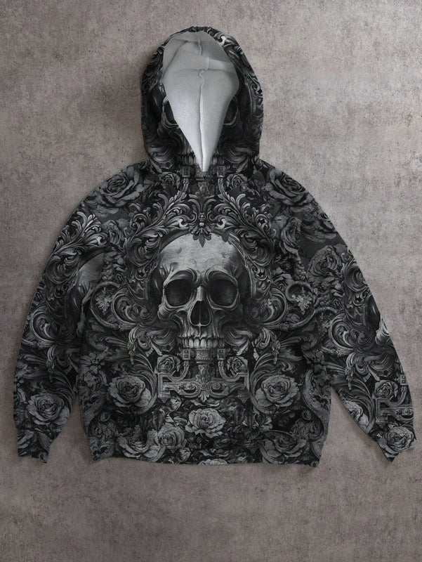 Ezwear sudadera holgada con capucha de felpa gruesa con estampado minimalista casual de leopardo y estrella en blanco para mujeres