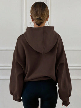 Dazy sudadera con capucha casual con forro polar de unicolor, de corte holgado, unisex