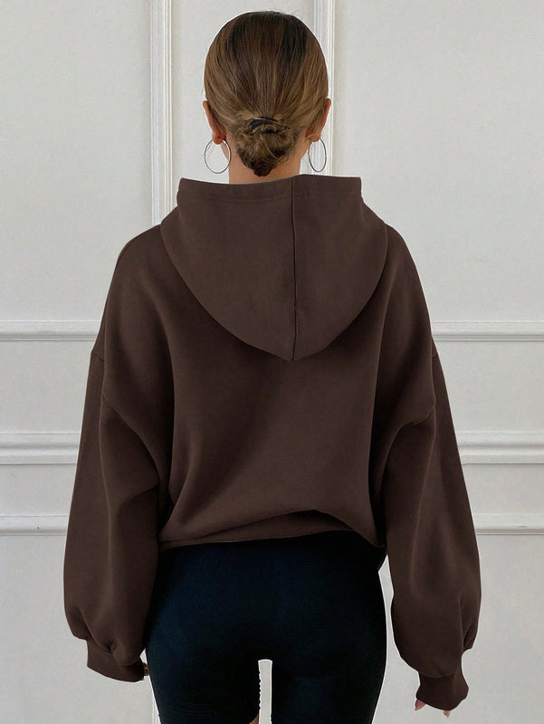 Dazy sudadera con capucha casual con forro polar de unicolor, de corte holgado, unisex