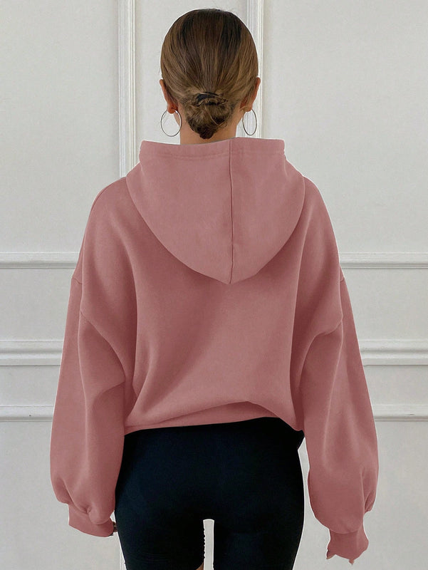 Dazy sudadera con capucha casual con forro polar de unicolor, de corte holgado, unisex