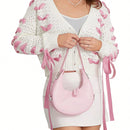 Cardigan corto de manga larga para mujer, sueter de punto con botones, decoracion de corbata de cuello en v de color contrastante