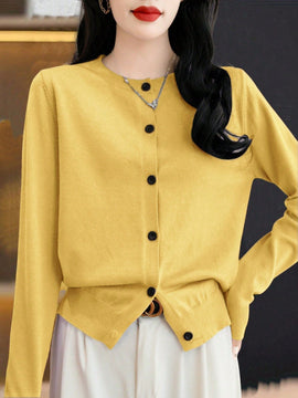 Essnce cardigan suelto y casual de mujer de un solo abotonado, de color liso, manga larga, para otono/invierno