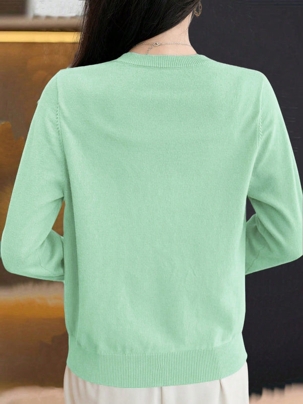Essnce cardigan suelto y casual de mujer de un solo abotonado, de color liso, manga larga, para otono/invierno