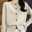 Essnce cardigan suelto y casual de mujer de un solo abotonado, de color liso, manga larga, para otono/invierno