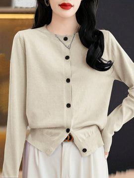 Essnce cardigan suelto y casual de mujer de un solo abotonado, de color liso, manga larga, para otono/invierno