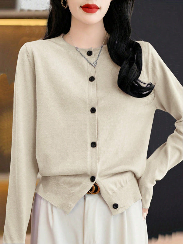 Essnce cardigan suelto y casual de mujer de un solo abotonado, de color liso, manga larga, para otono/invierno